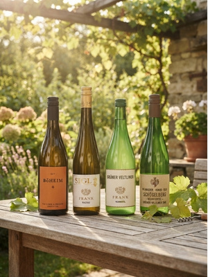 Grüner Veltliner Flaschen auf Tisch
